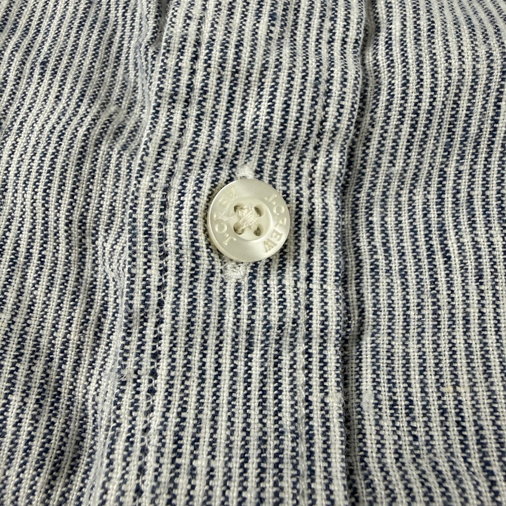 J Crew Shirt Men's 2XL Blue White Striped Linen Cotton Long Sleeve Button Down - Picture 4 of 9